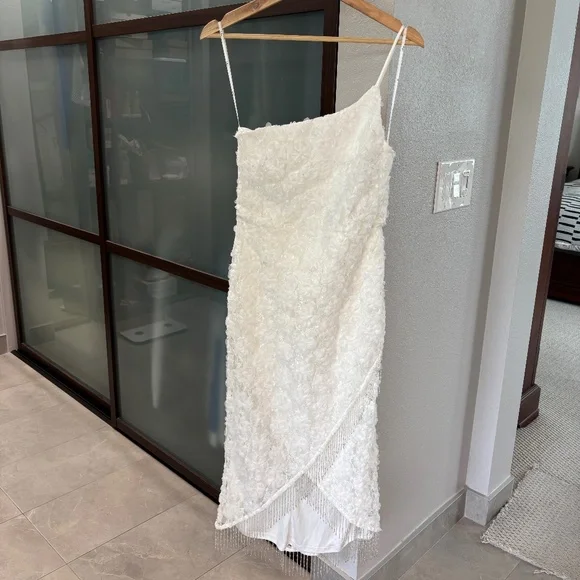 Lulus Destiny One-Shoulder High-Lo Midi Dress - Ivory White Size S - Picture 4 of 13